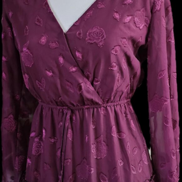 Citi Vibe boho-inspired burgundy wrap style dress in size XS - Picture 2 of 4